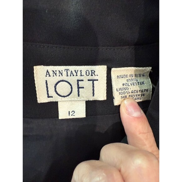 Vintage 90s Ann Taylor Loft Long Sleeve Black Dress, size 12 - Picture 3 of 15